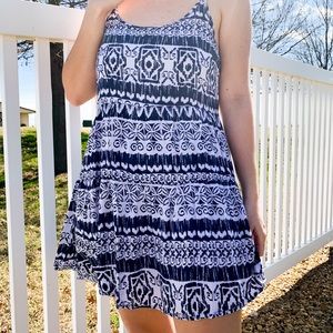 Blue and White Aztec Print Dress